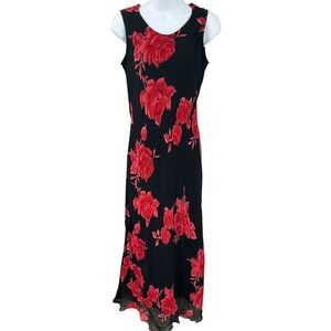 VTG American Angel Maxi Dress Womens Sz S‎ Dark Floral Rose Goth Y2K Whimsigoth